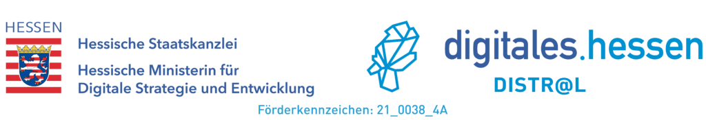 Logo hessisches Digitalministerium und DISTRAL mit Förderkennzeichen